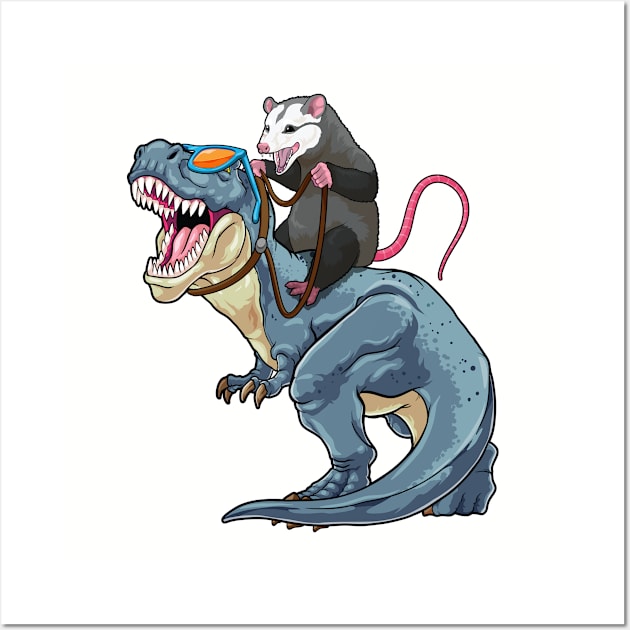 Opossum Outrider: Dino-Riding Daredevil Wall Art by GoshWow 